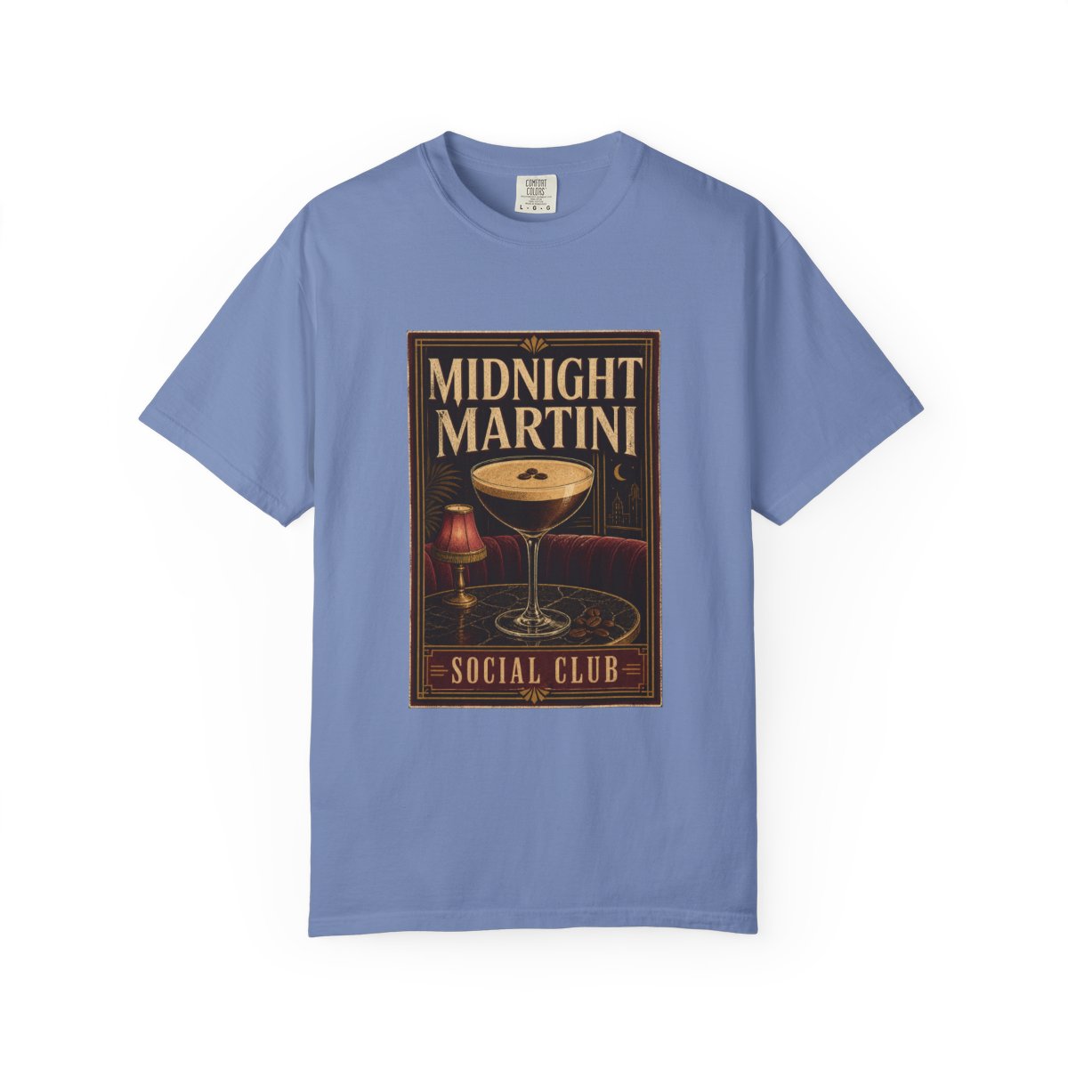Midnight Martini Social Club Tee in Washed Denim
