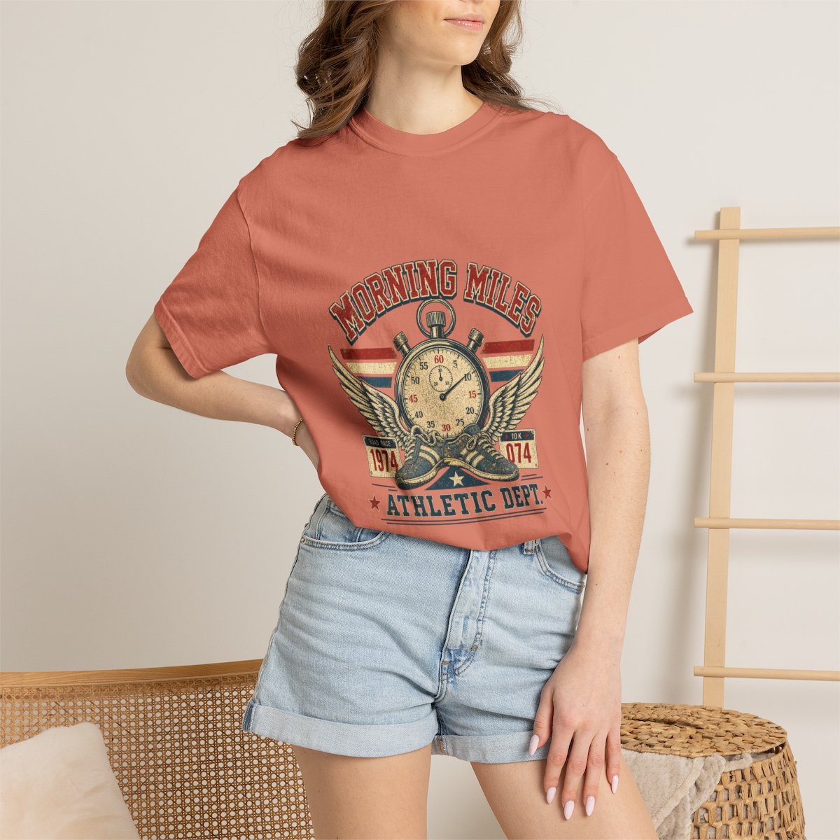 Morning Miles Athletic Dept Tee lifestyle mockup