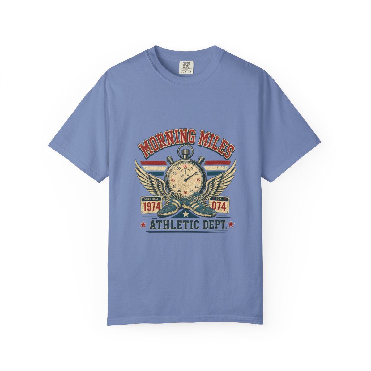 Morning Miles Athletic Dept Tee in Washed Denim