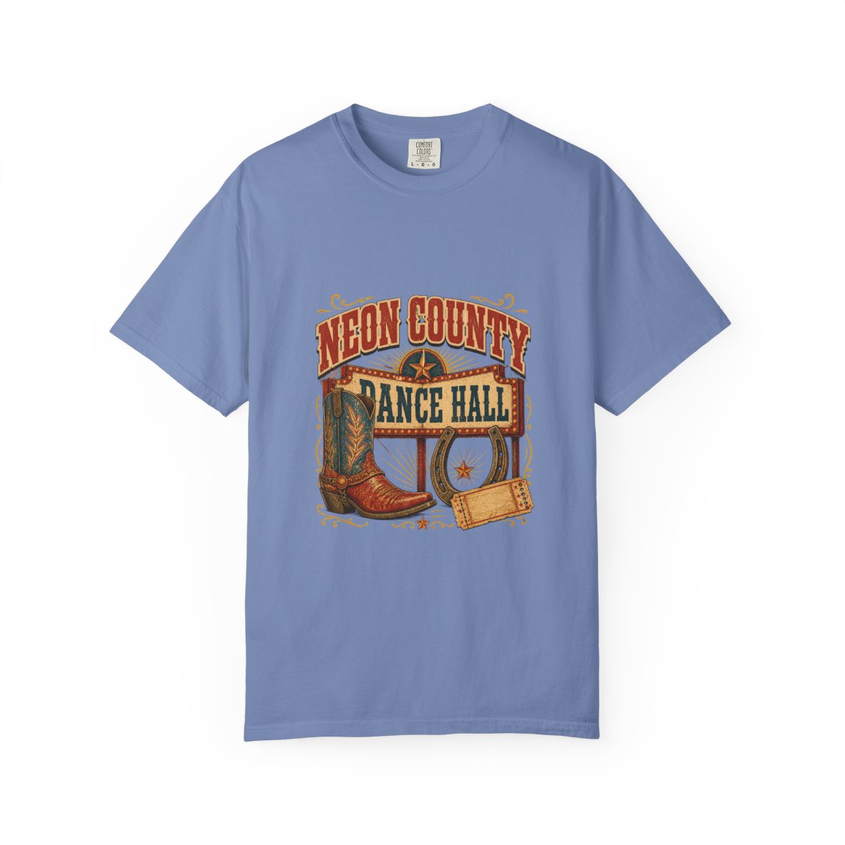 Neon County Dance Hall Tee in Washed Denim