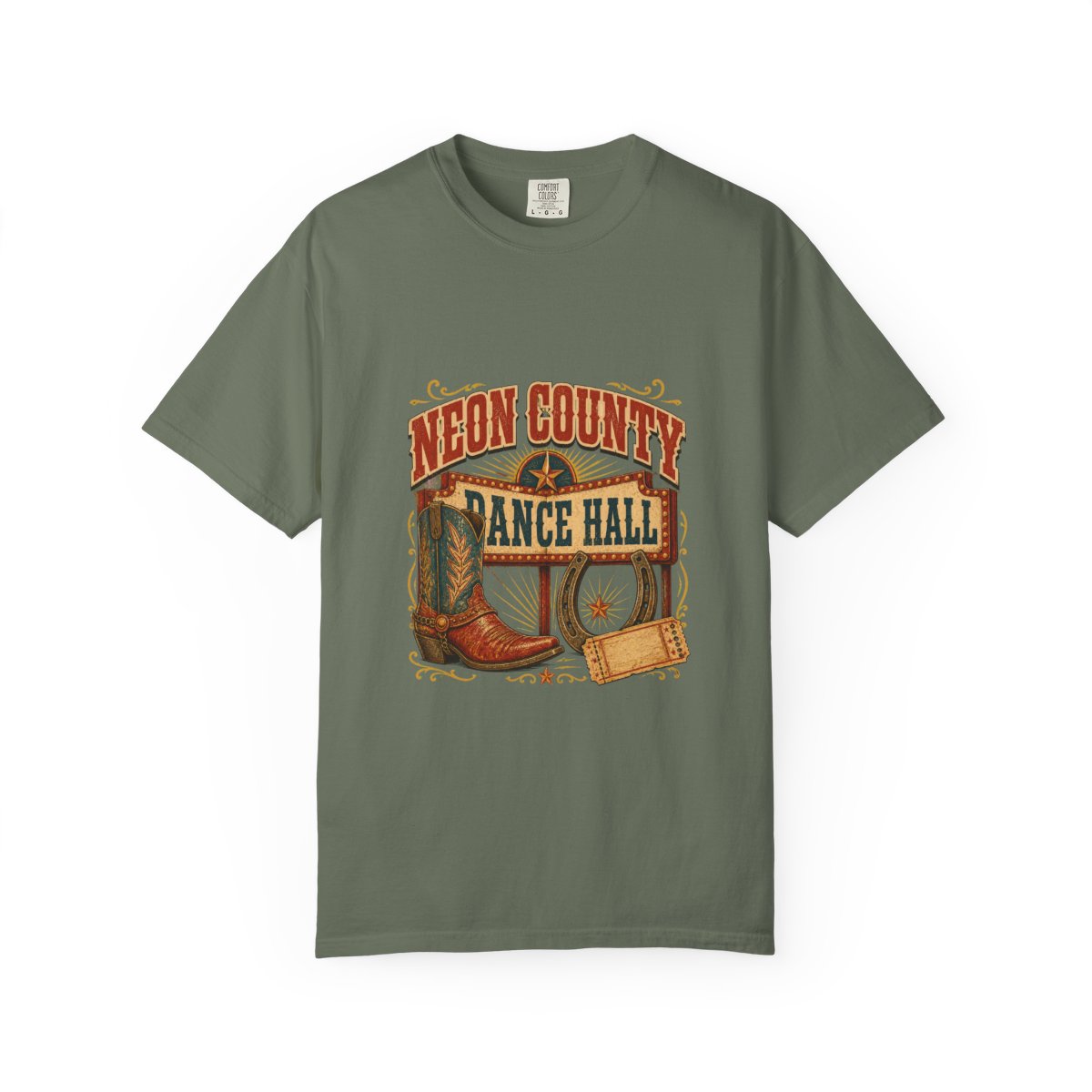 Neon County Dance Hall Tee in Moss