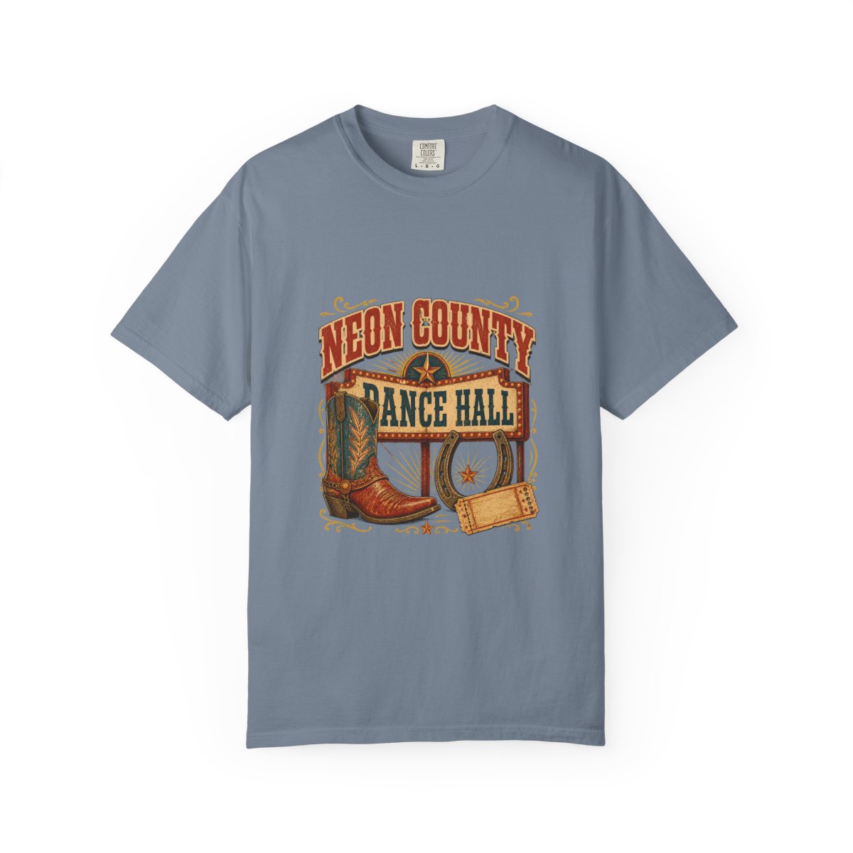 Neon County Dance Hall Tee in Blue Jean