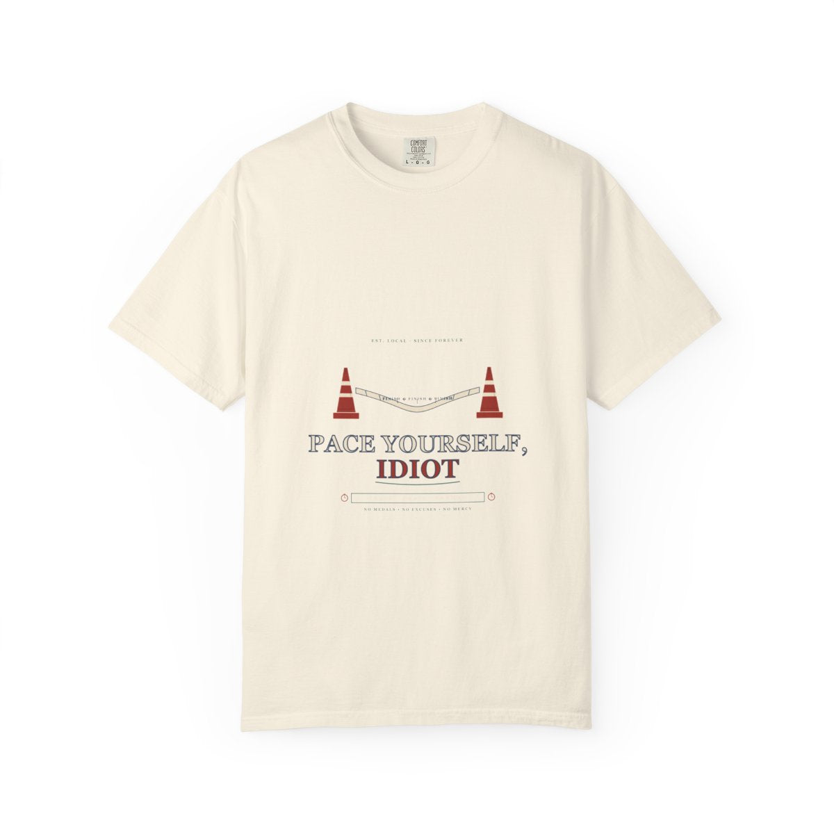 Pace Yourself, Idiot Tee flat front in Ivory