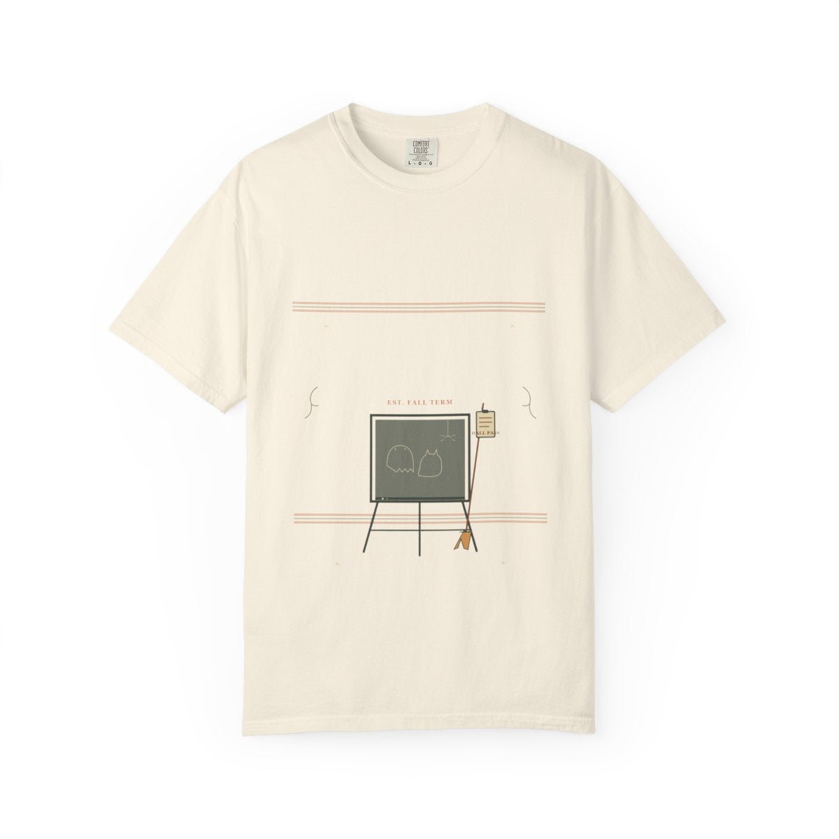 Recess Duty, Broomstick Required Tee flat front in Ivory