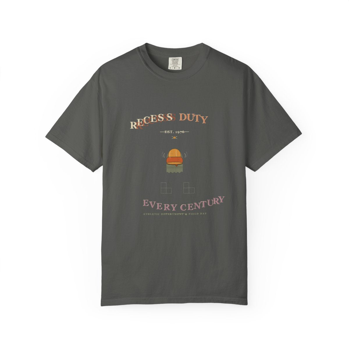 Recess Duty, Every Century Tee flat front in Pepper