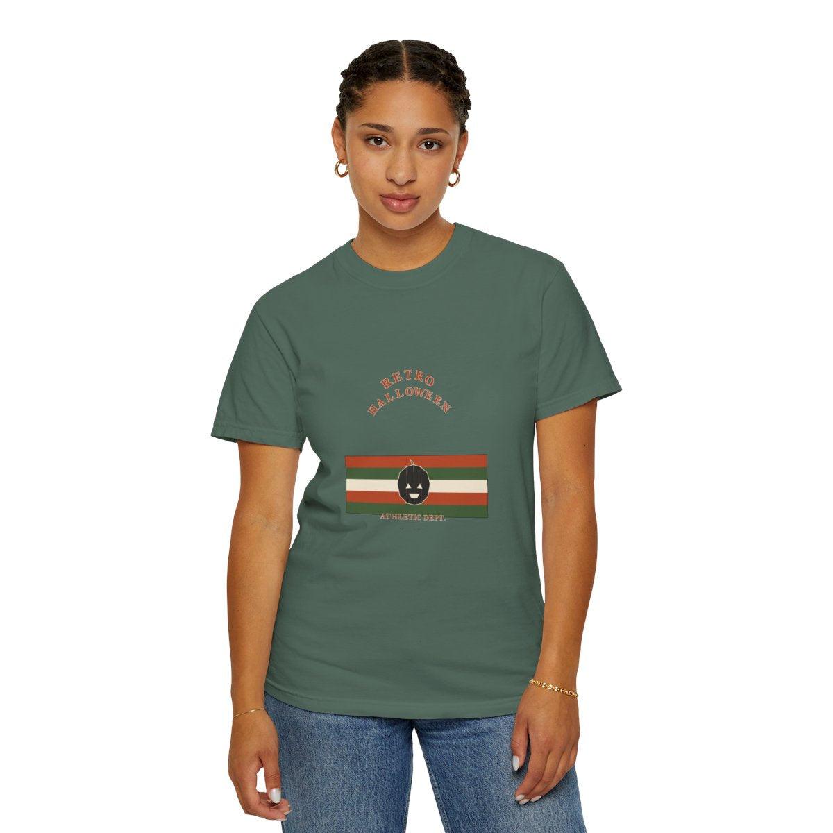 Retro Athletic Dept. T-Shirt | 1970s Souvenir Tee Retro Halloween Tee | Gift for Halloween Shoppers - Blue Spruce