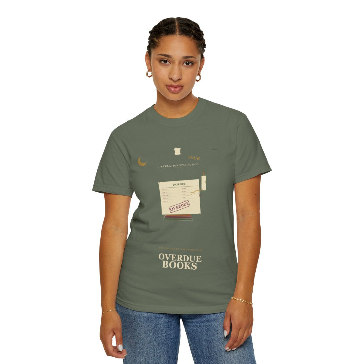 Return Your Overdue Books Tee - Moss