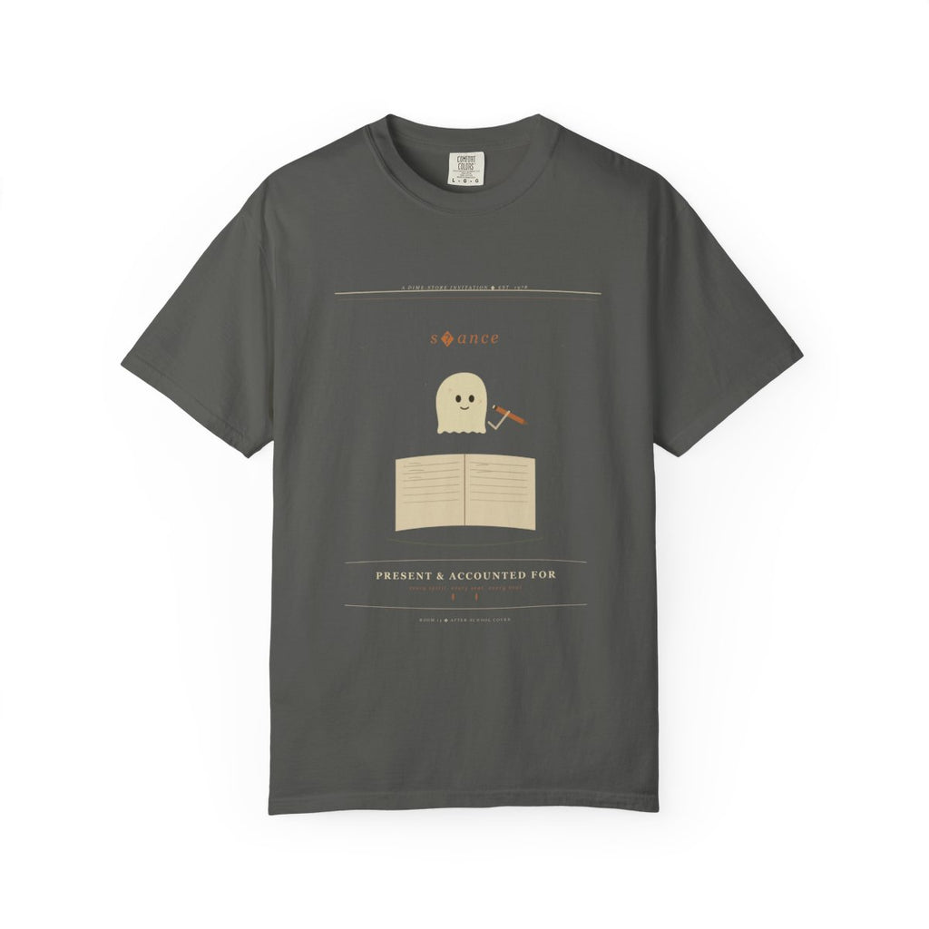 Roll Call Séance Tee flat front in Pepper
