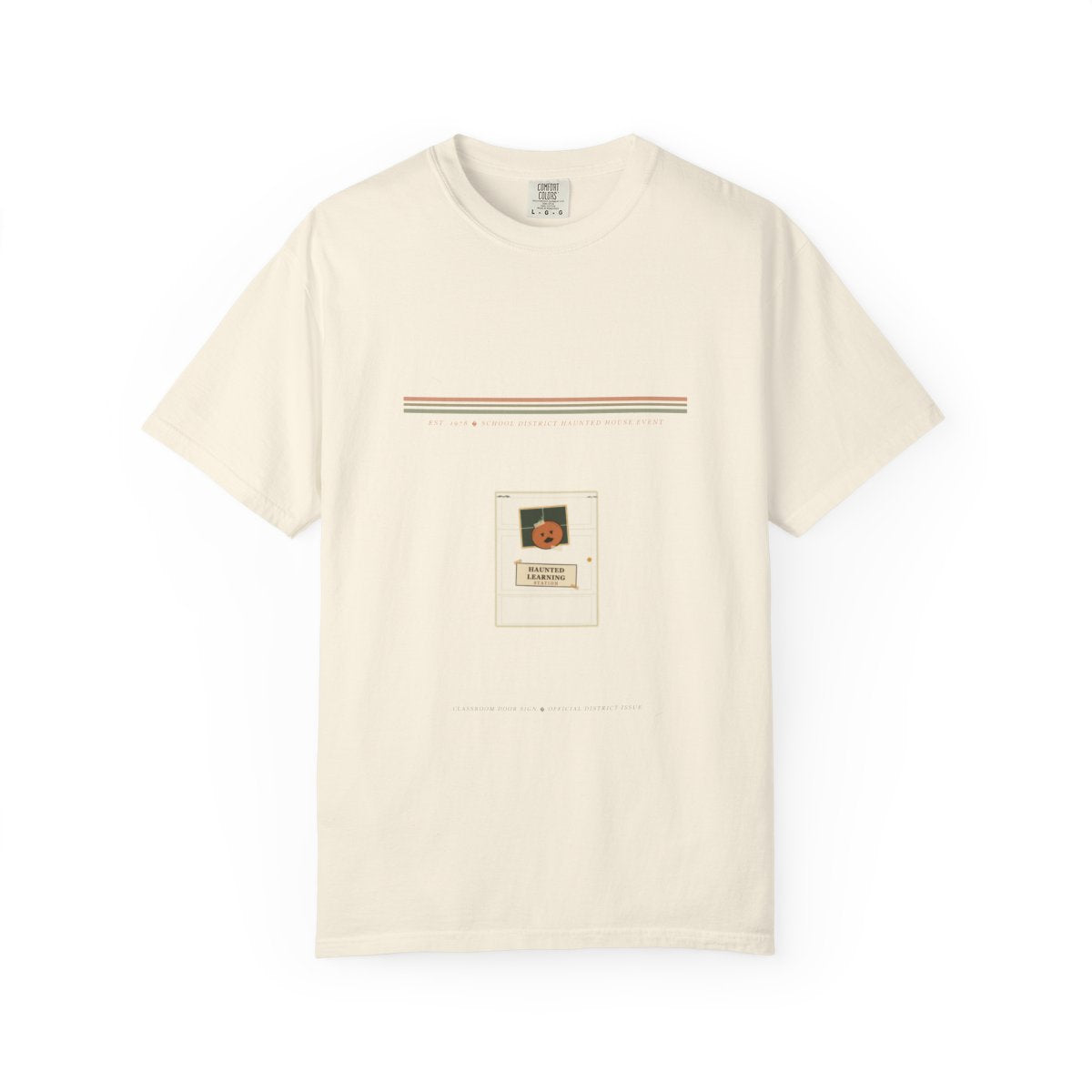 Room 12 Haunted Learning Station Tee flat front in Ivory