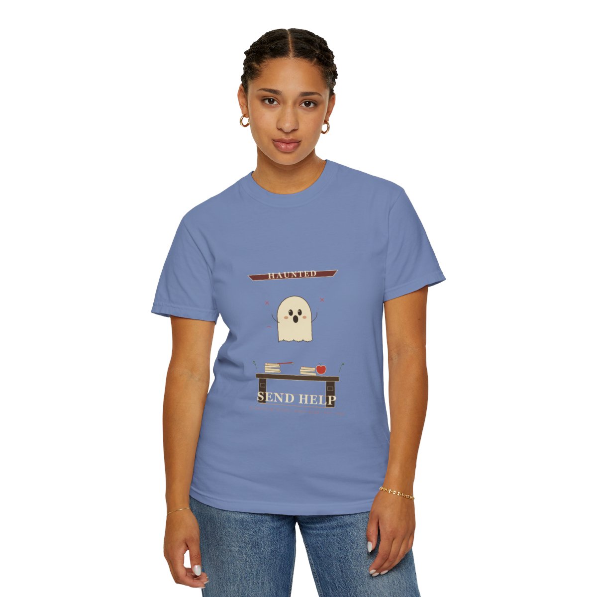 Room 12 Haunted, Send Help Tee - Washed Denim