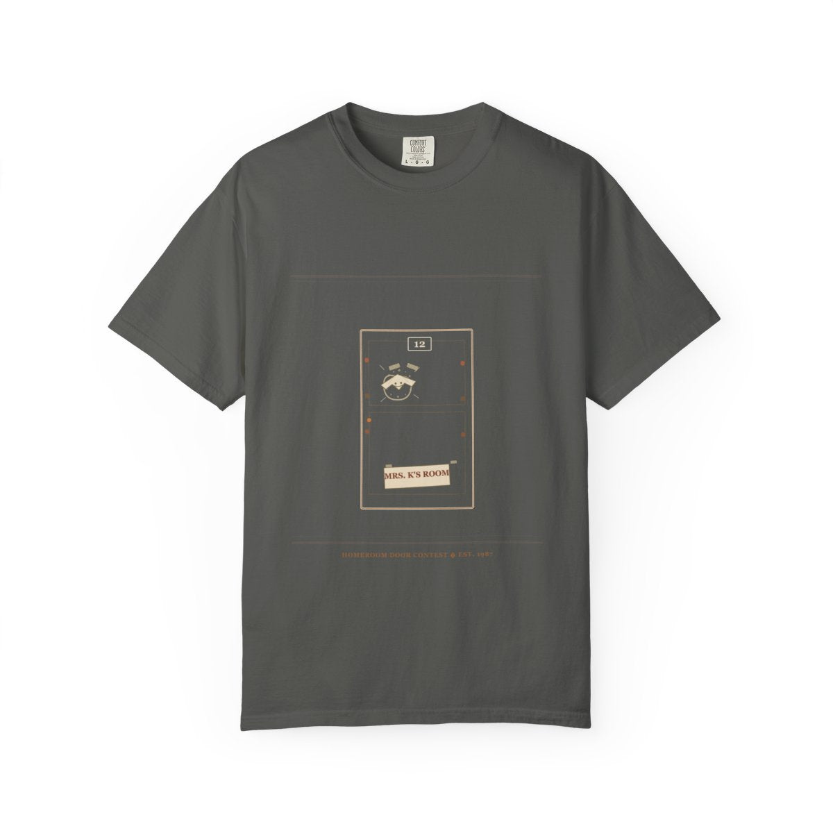 Room 12 Haunts Different Tee flat front in Pepper