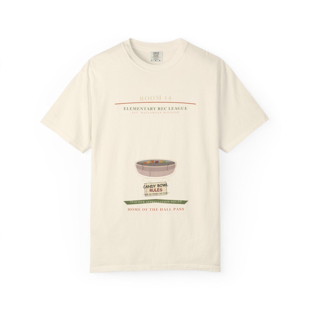 Room 14 Candy Bowl Rules Tee flat front in Ivory