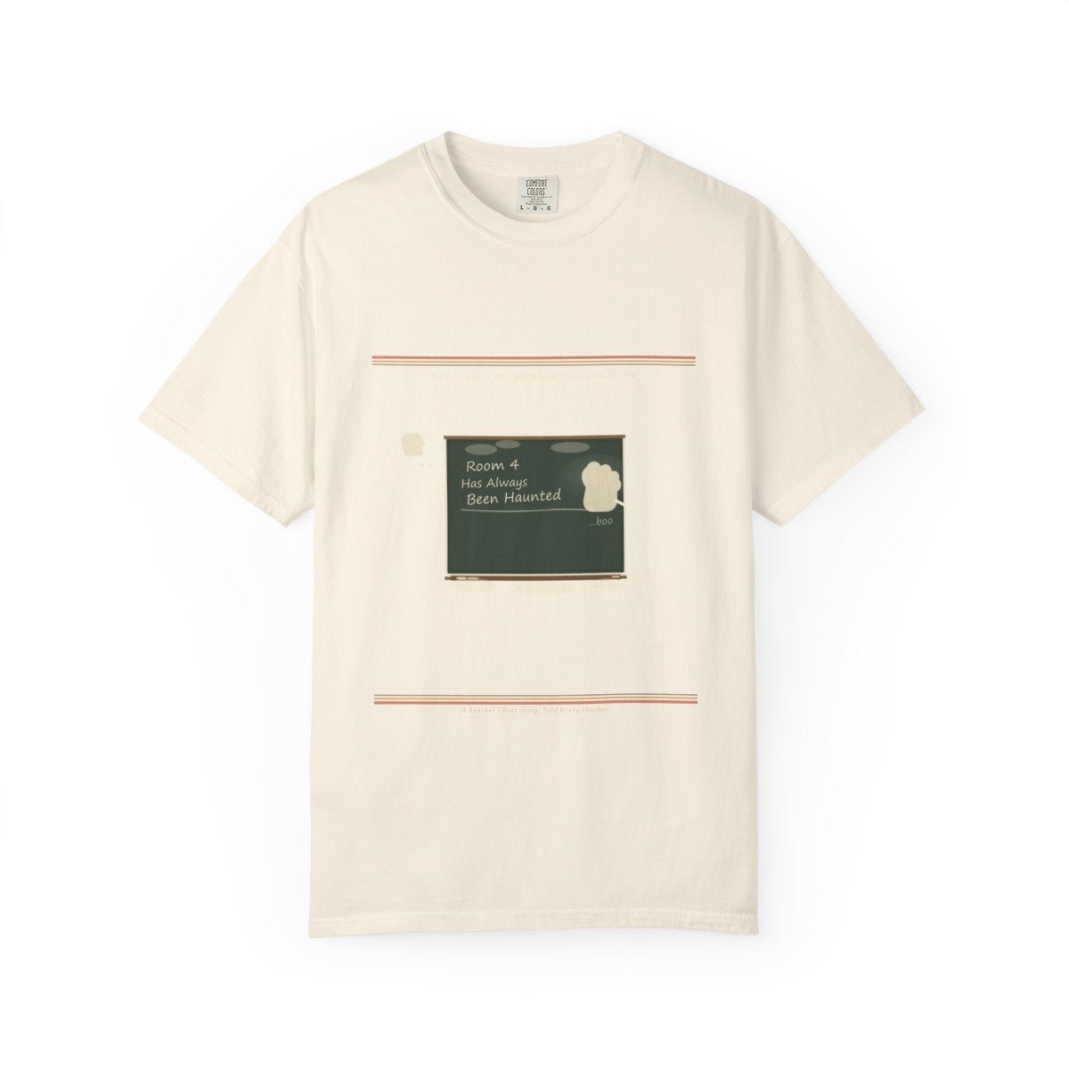 Room 4 Has Always Been Haunted Tee flat front in Ivory