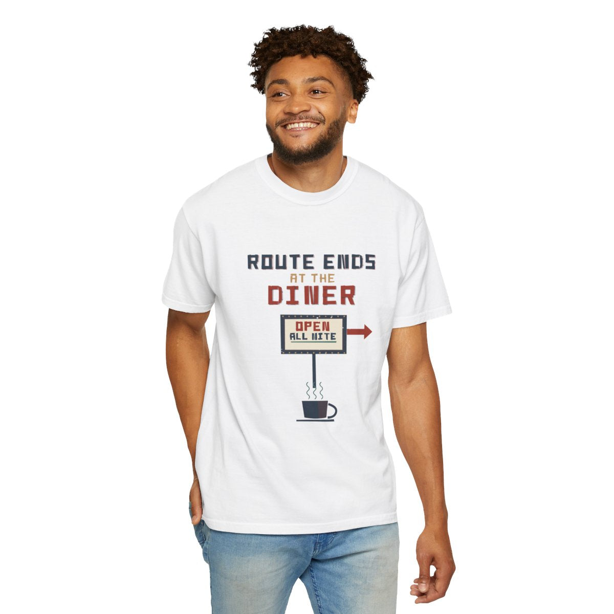 Route Ends At The Diner Tee - White