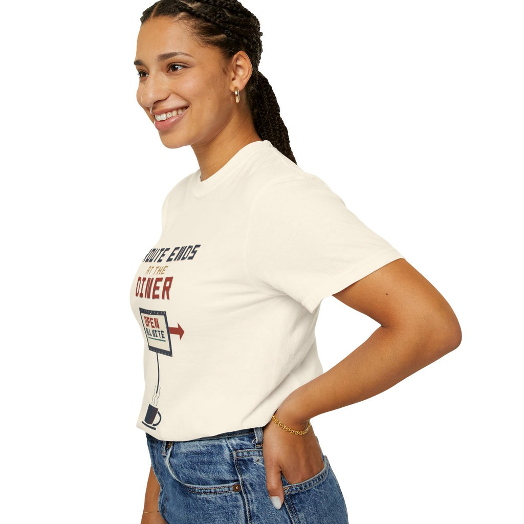 Route Ends At The Diner Tee - Ivory