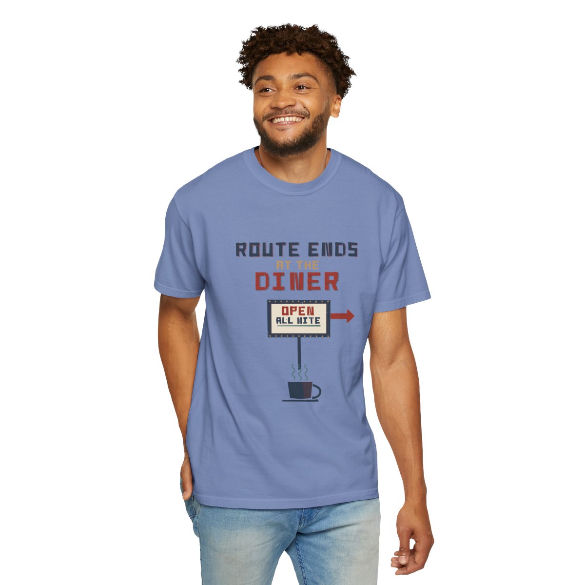 Route Ends At The Diner Tee - Washed Denim