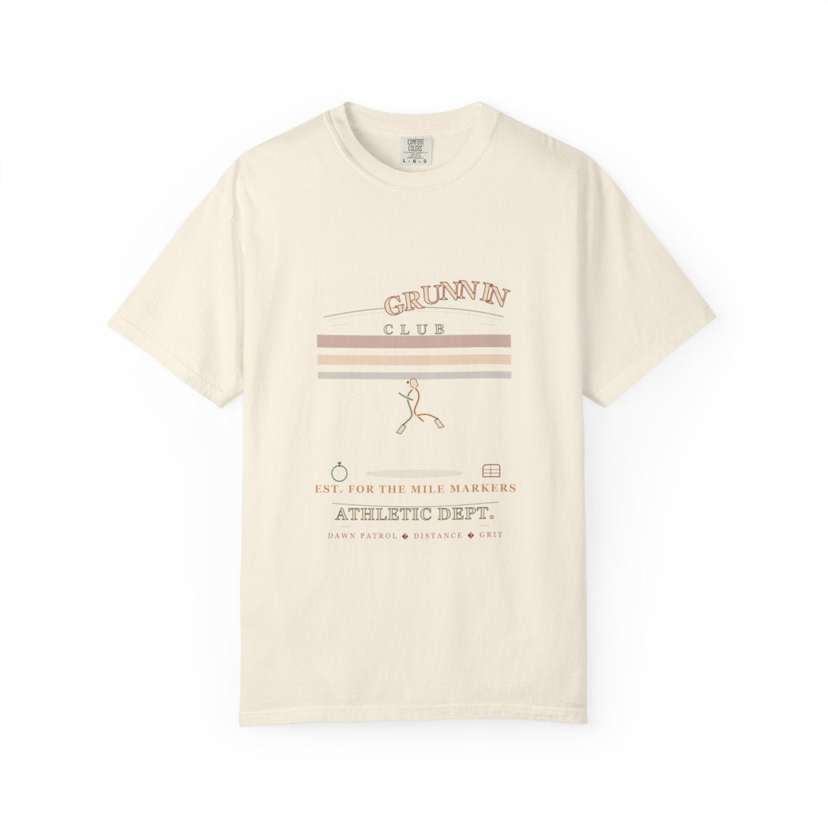 Running Club Athletic Dept. T-Shirt | 1970s Souvenir Tee Running Club Tee | Gift for Run Club Members flat front in Ivory