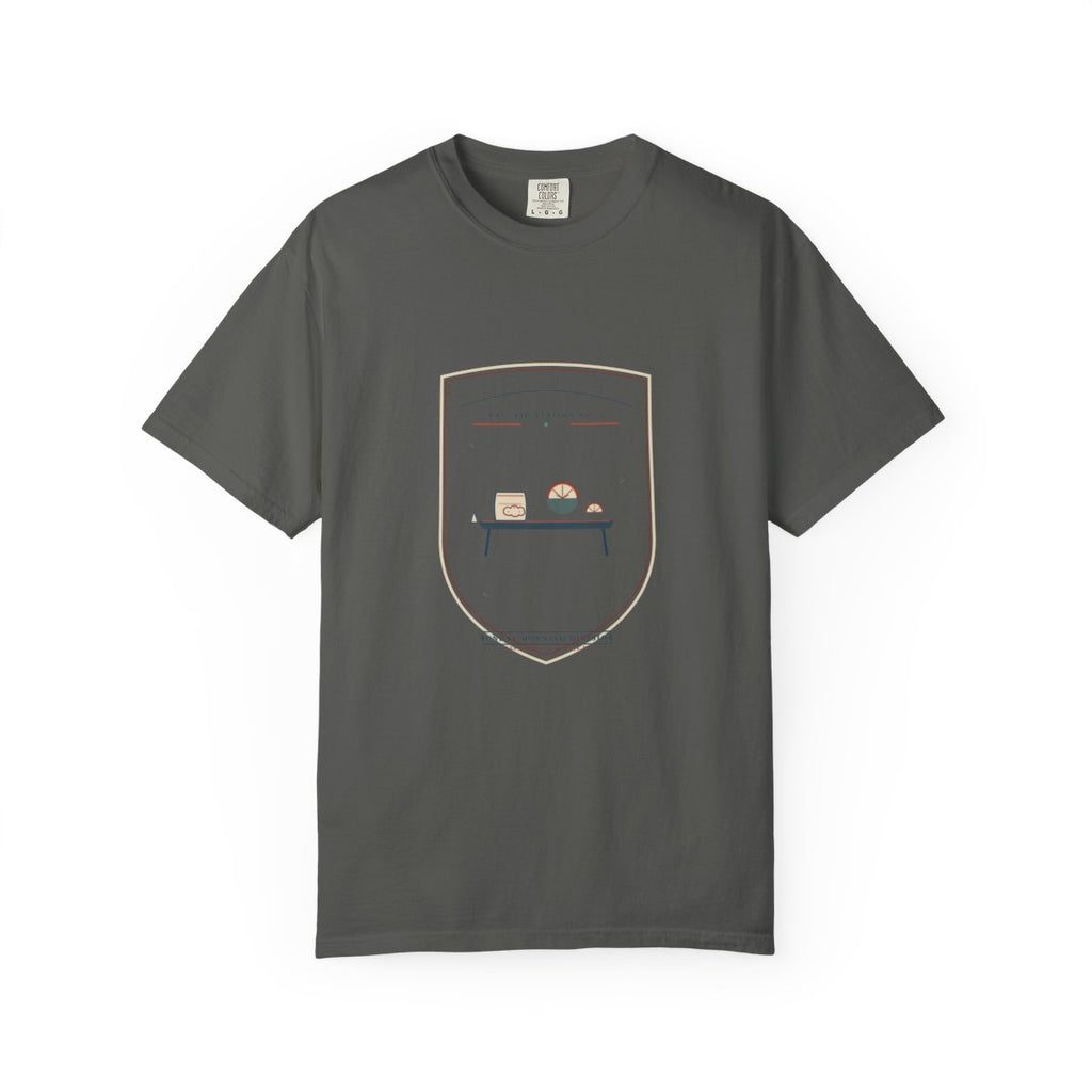Slow Pace, Loud Snacks Tee flat front in Pepper