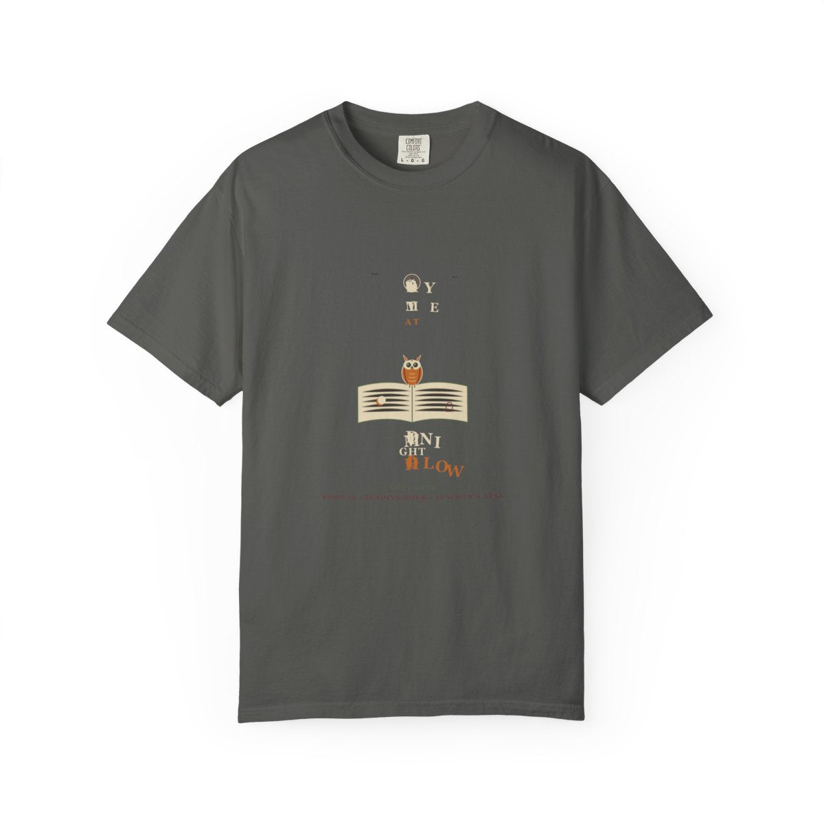 Story Time At Midnight Hollow Tee flat front in Pepper