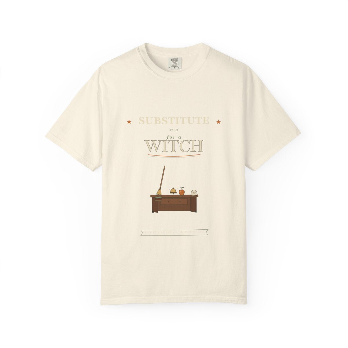 Substitute For A Witch Tee flat front in Ivory