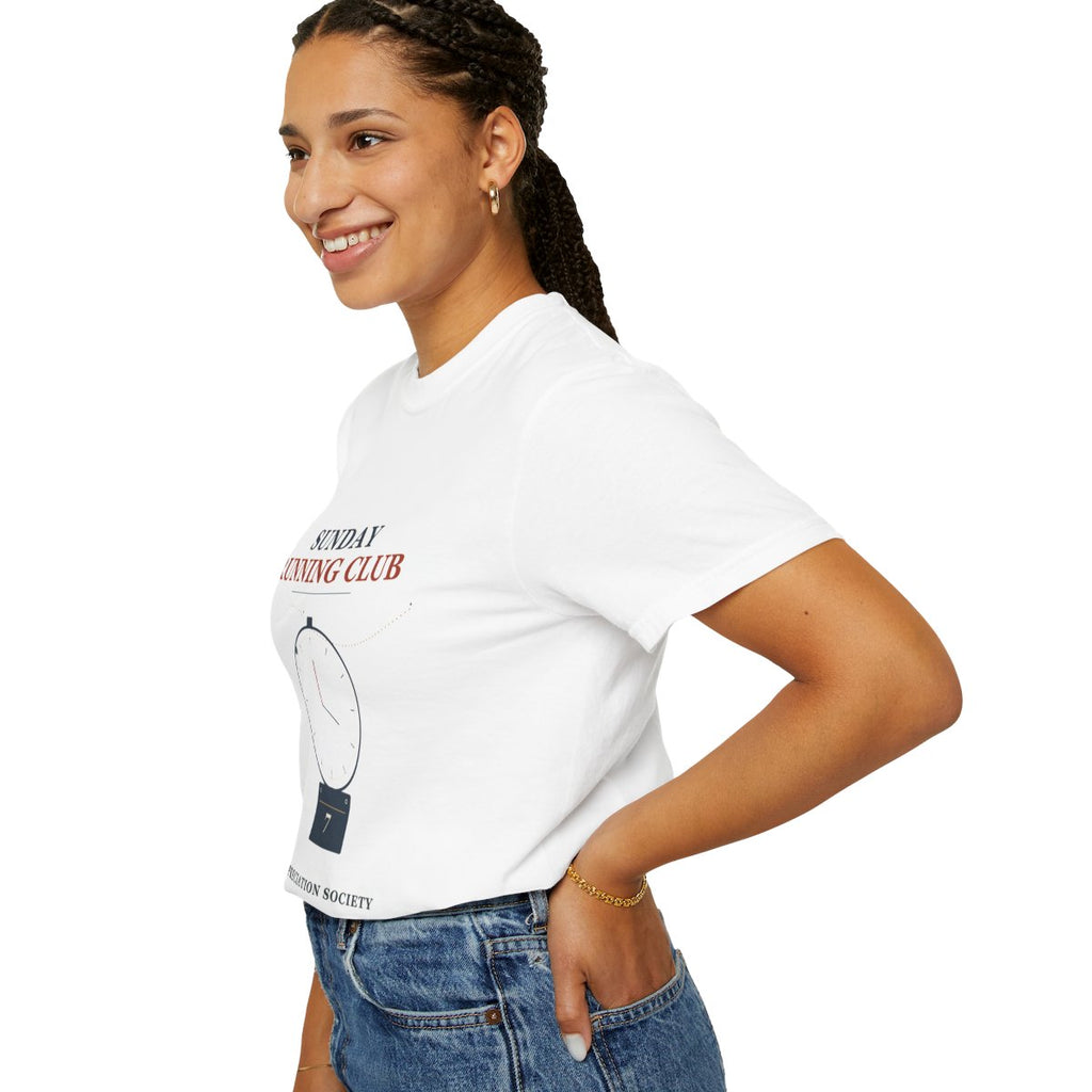 Sunday Running Club Appreciation Society T-Shirt | College Bookstore Sunday Running Club Tee | Gift for Run Club Members - White