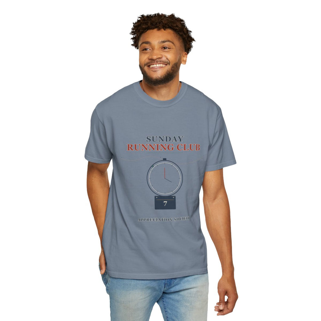 Sunday Running Club Appreciation Society T-Shirt | College Bookstore Sunday Running Club Tee | Gift for Run Club Members - Blue Jean
