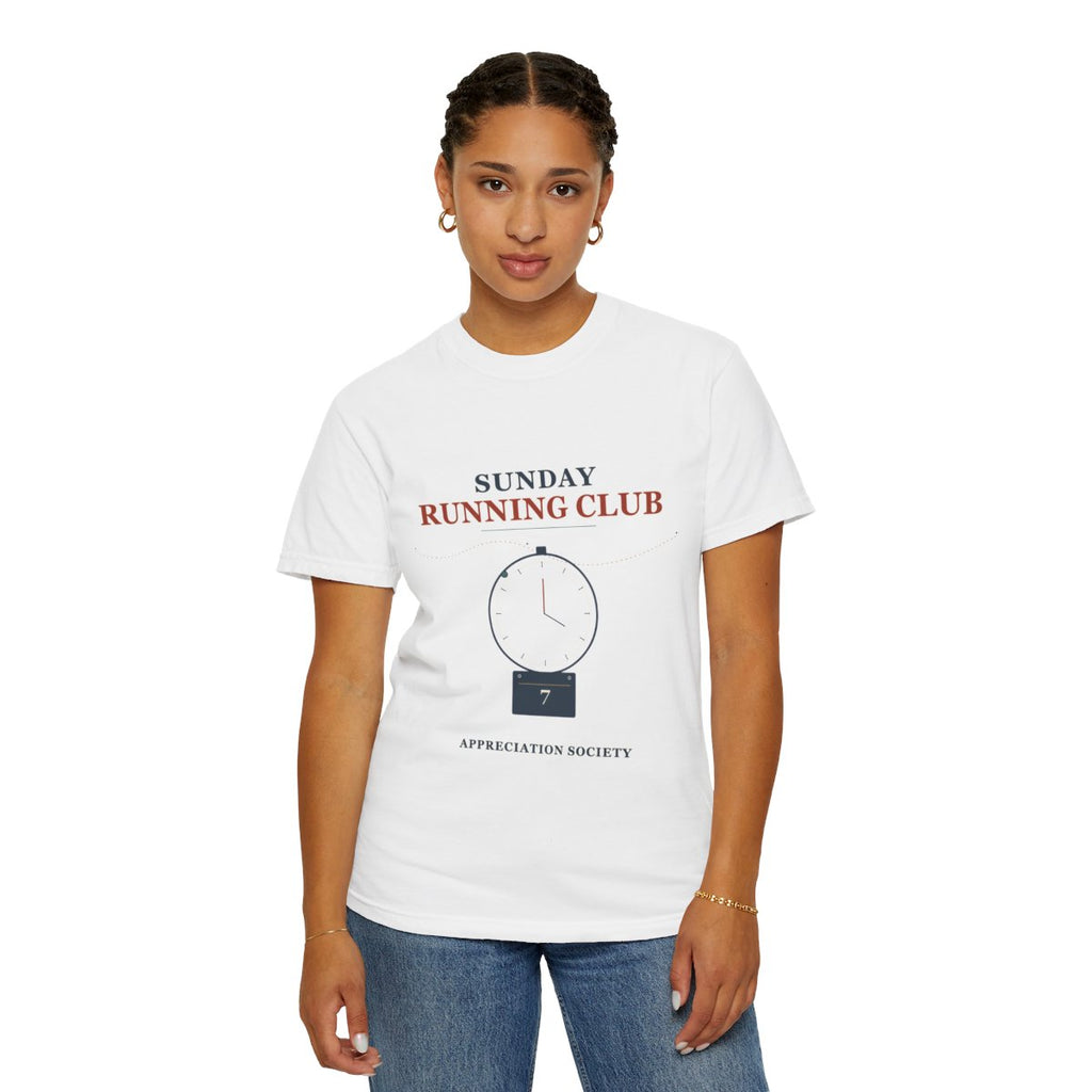 Sunday Running Club Appreciation Society T-Shirt | College Bookstore Sunday Running Club Tee | Gift for Run Club Members - White