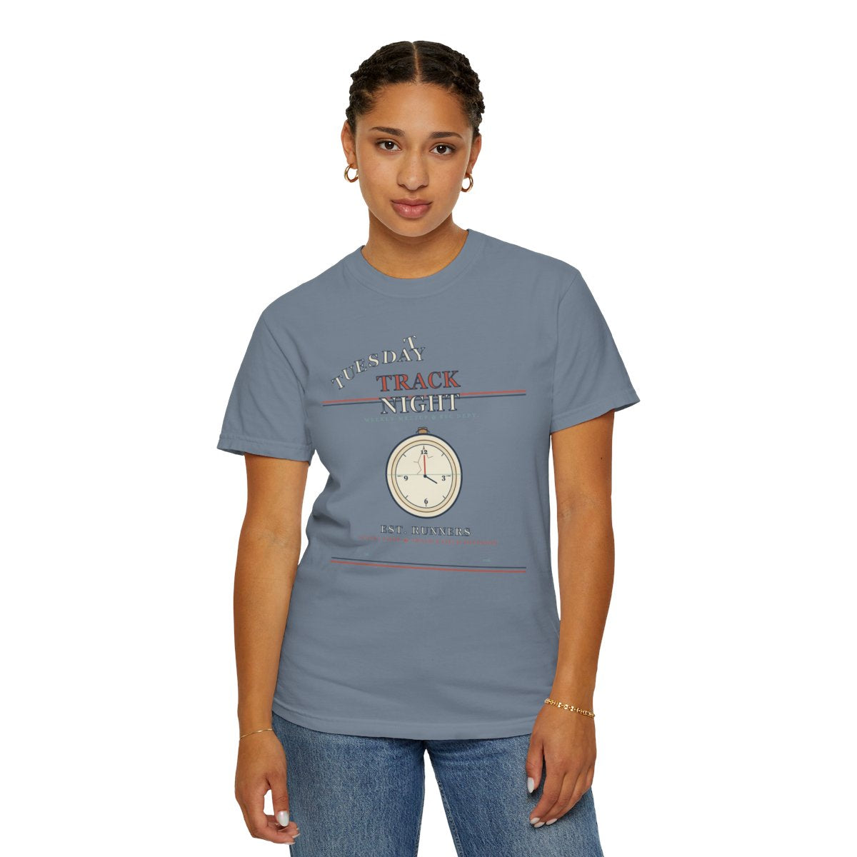 Tuesday Track Night Tee - Blue Jean