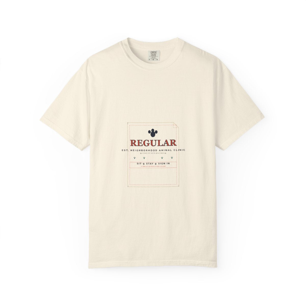 Vet Waiting Room Regular Tee flat front in Ivory