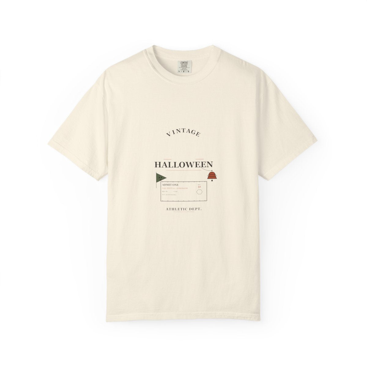 Vintage Halloween Athletic Dept. Tee flat front in Ivory