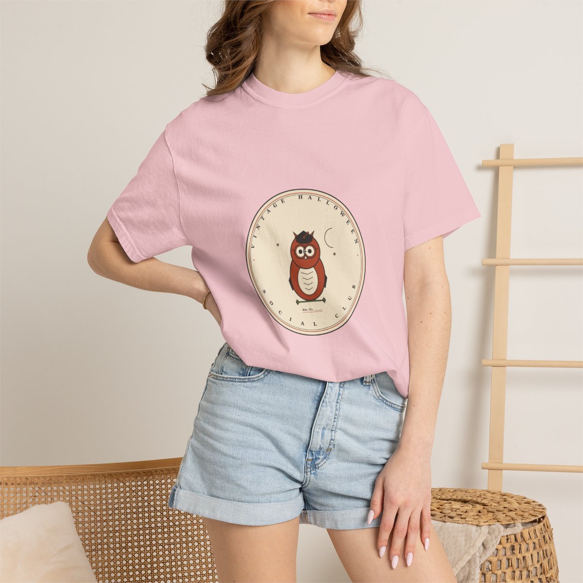 Vintage Halloween Social Club T-Shirt | 1930s Mascot Badge Vintage Halloween Teacher Tee | Gift for Teachers - Blossom