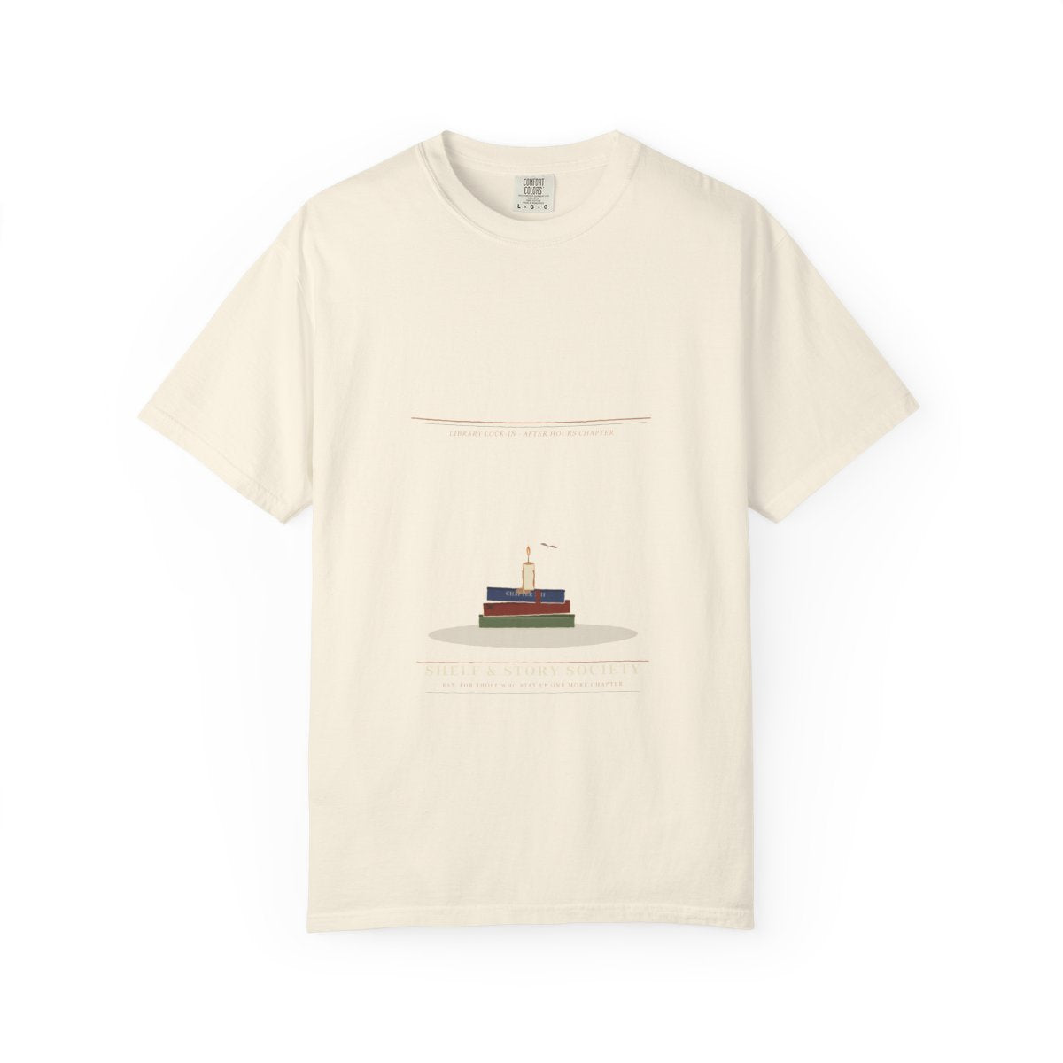 We Read Past Midnight Tee flat front in Ivory