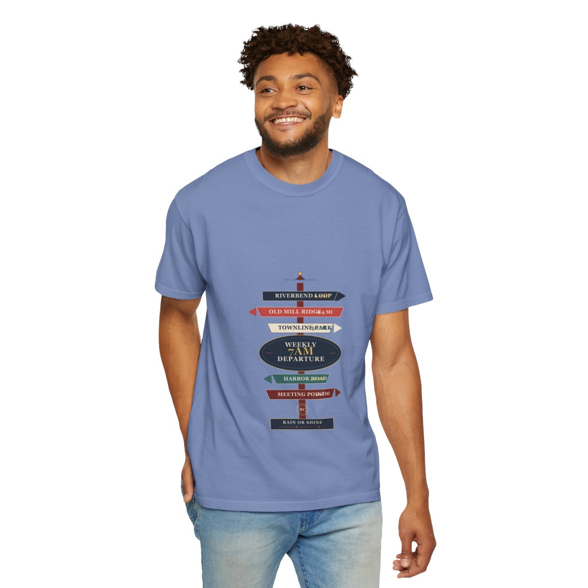 Weekly 7AM Departure Tee - Washed Denim