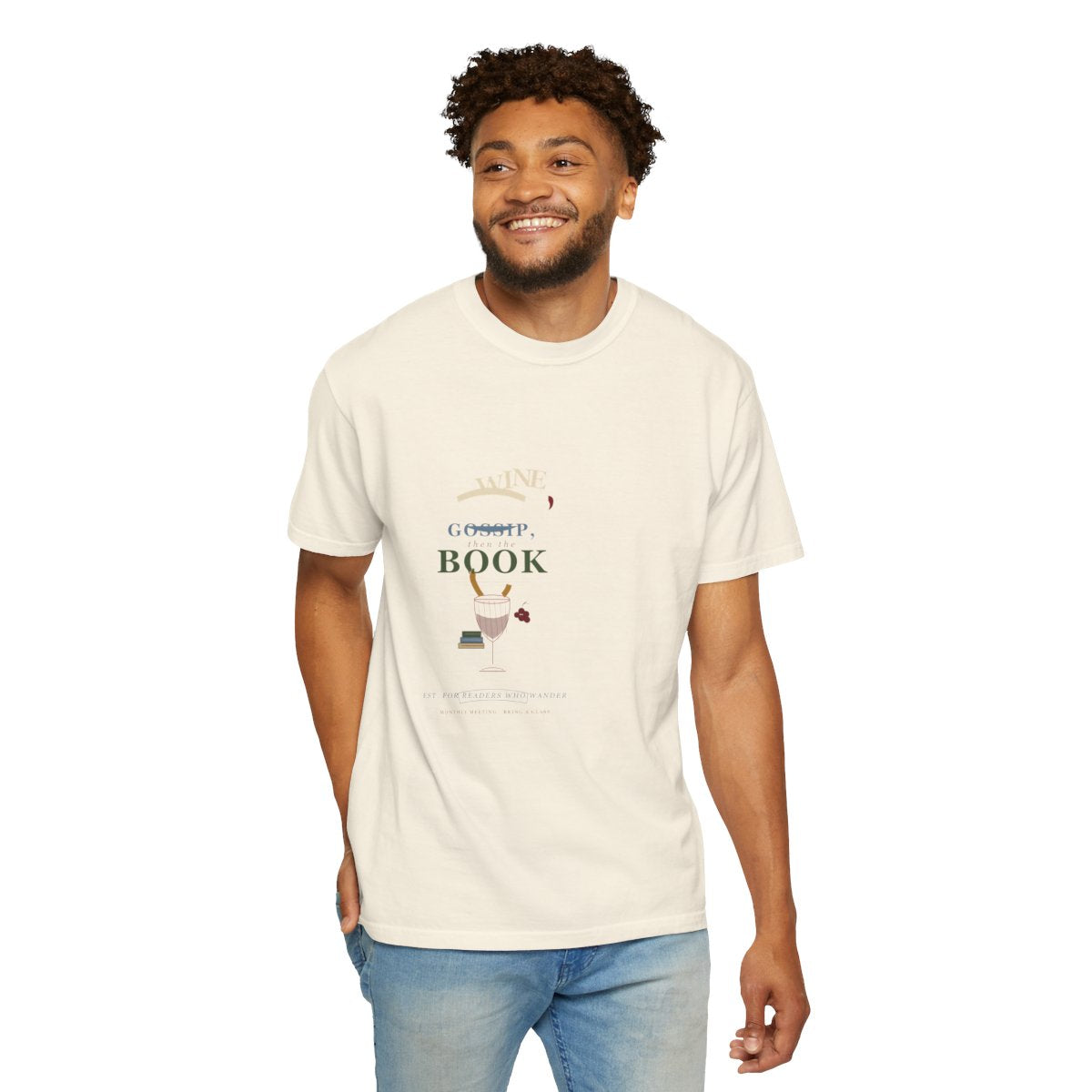 Wine, Gossip, Then the Book Tee - Ivory